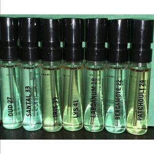 Le labo sample lot of 7 1.5ml OUD 27,Santal 33,Patchouli 24,IRIS 39,BERGAMOTE 22